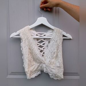 Altar'd State Cream Ivory Floral Lace Bralette